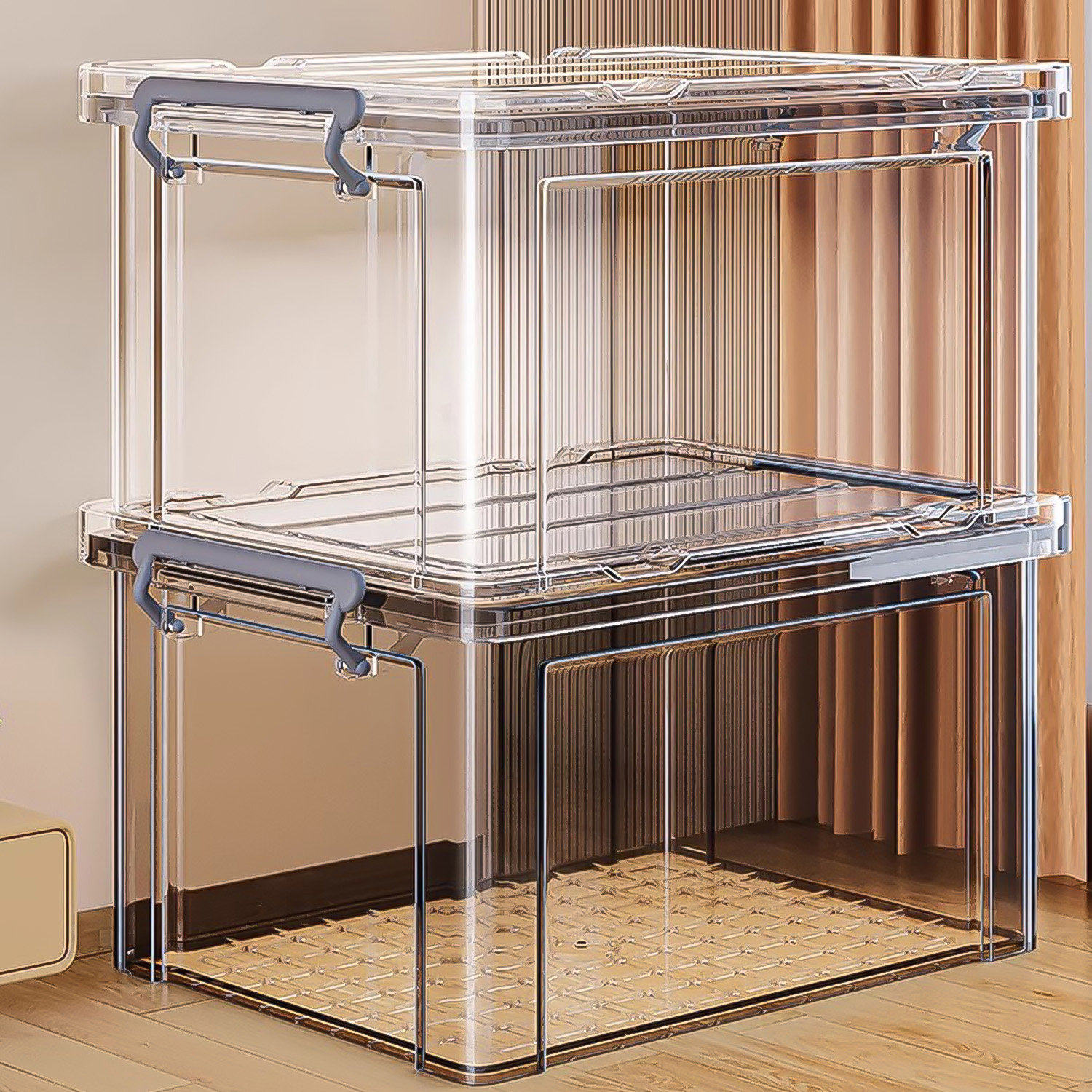 日本大容量透明收纳箱家用收纳盒整理盒零食衣服衣物玩具塑料箱子