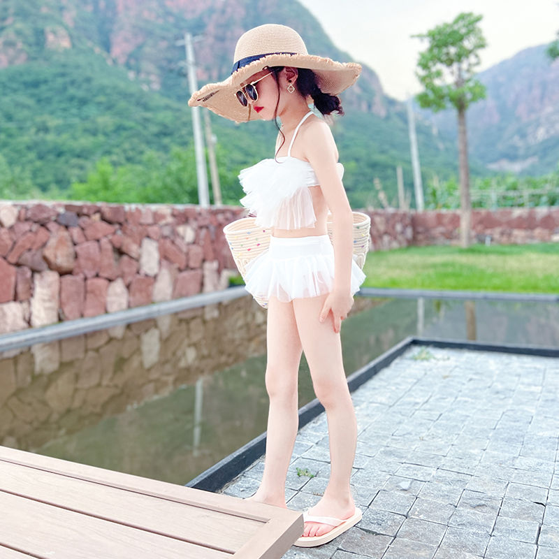 儿童泳衣女童秋冬季温泉套装2025新款中大童小女孩分体裙子游泳装