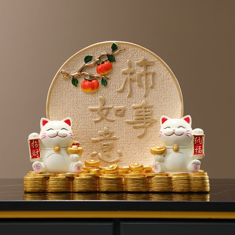 招财猫流沙画沙漏可爱摆件柿柿如意高档家居客厅玄关电视柜装饰品
