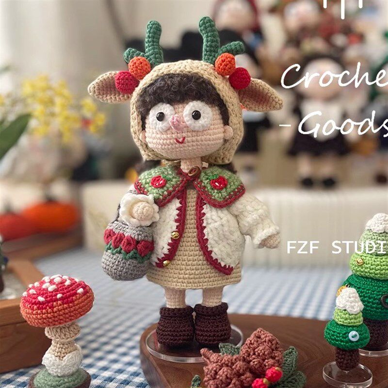 FZF手作钩织丝丝小姐小可爱版圣诞款钩针材料包DIY礼品