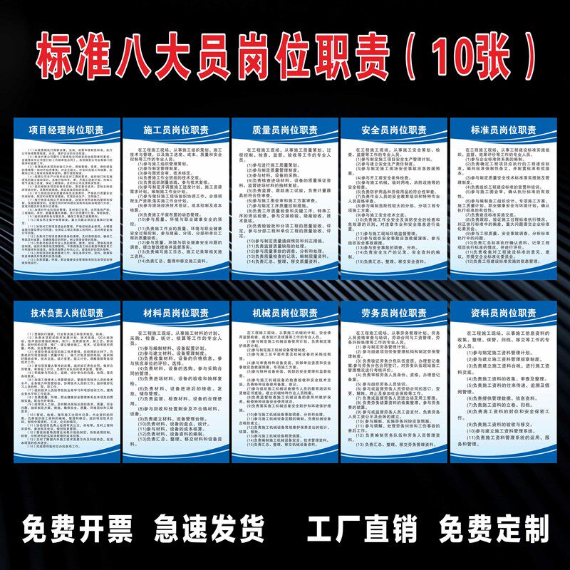 建筑工地五牌一图项目部管理制度牌施工警示牌八大员岗位职责定做