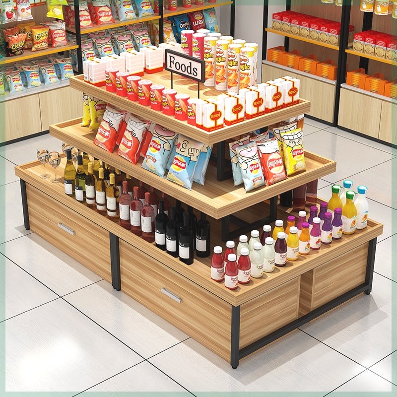 超市中岛展示柜化妆品促销台鞋子展示架文具货架展示台母婴店货架