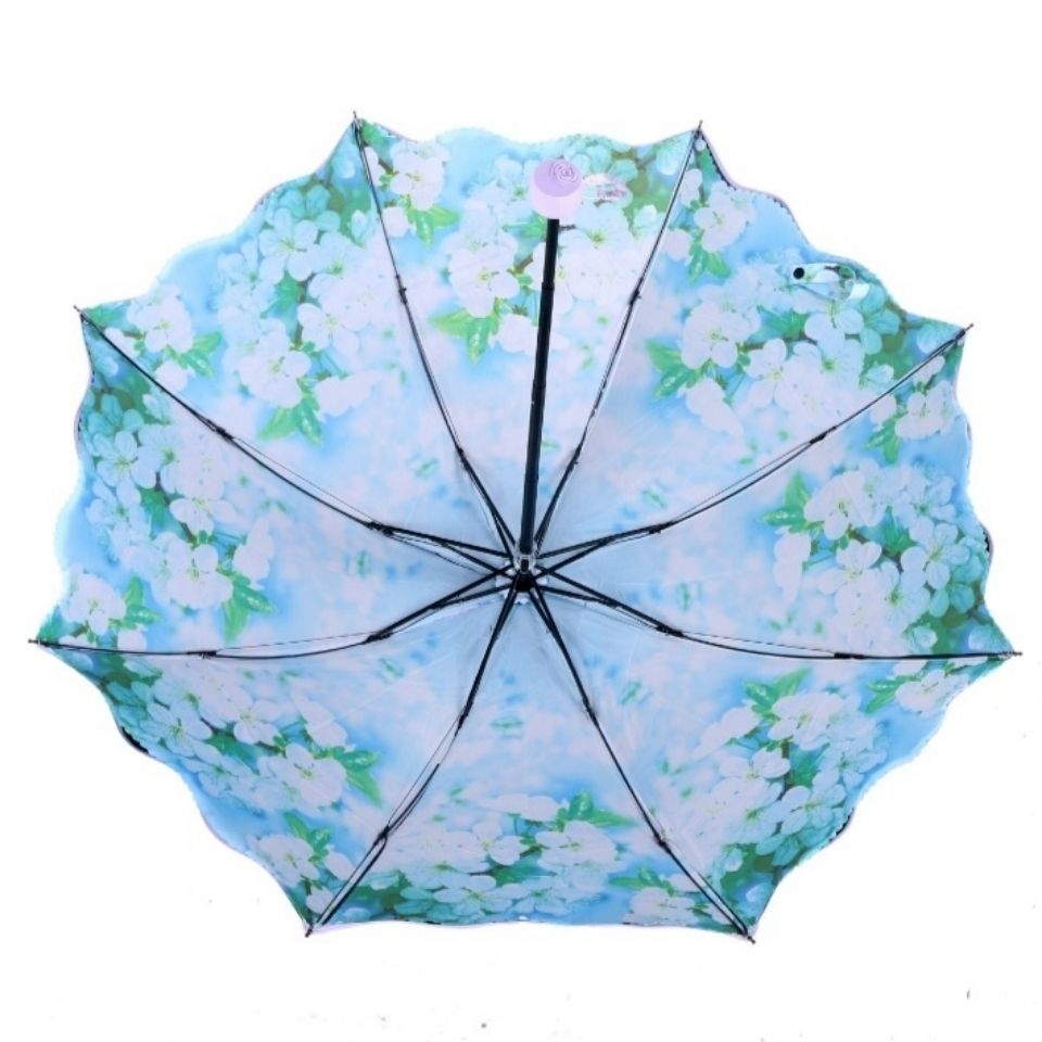 太阳伞防紫外线黑胶超强防晒双层两面花色三折韩版晴雨两用遮阳伞
