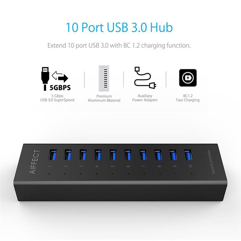 好家伙!一拖十!外贸电脑USB3.0分线器多功能拓展坞hub集线器
