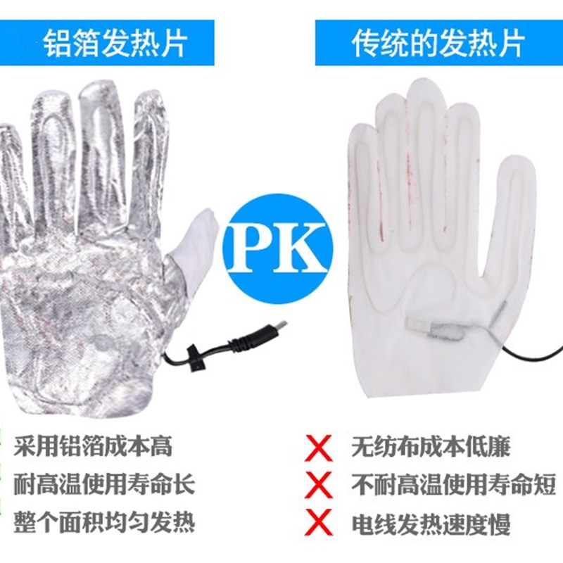 冬季电动车摩托车充电加热手套男女冬季保暖手套防寒防水电热手套