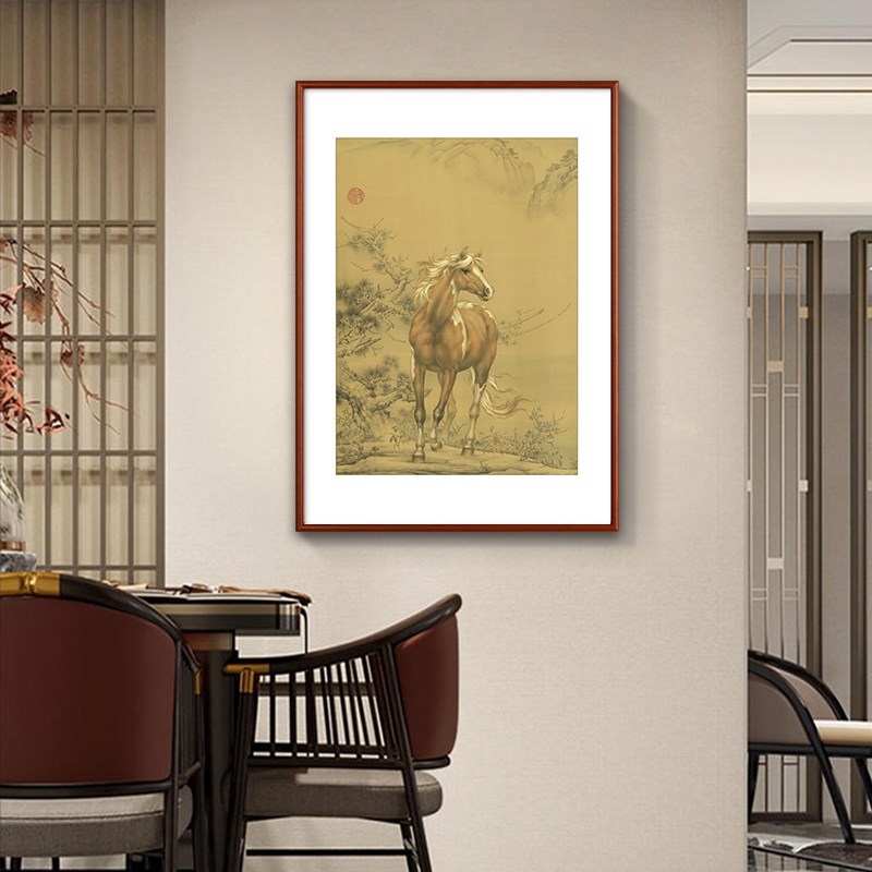 马到成功客厅装饰画骏马图挂画新中式大气书房办公室背景墙壁画
