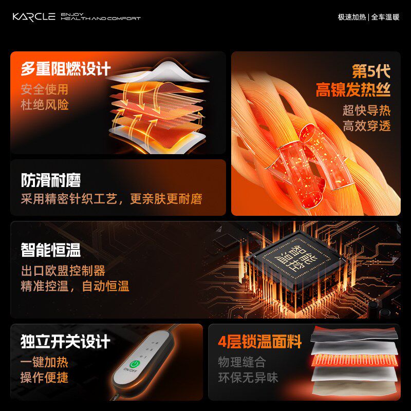 石墨烯汽车加热坐垫冬季单座椅车载通用电加热毛绒座垫12V24V保暖