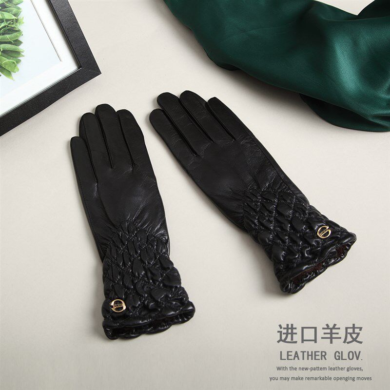 哑光细腻真皮手套女式显瘦进口小山羊皮加厚保暖修手加绒开车手套