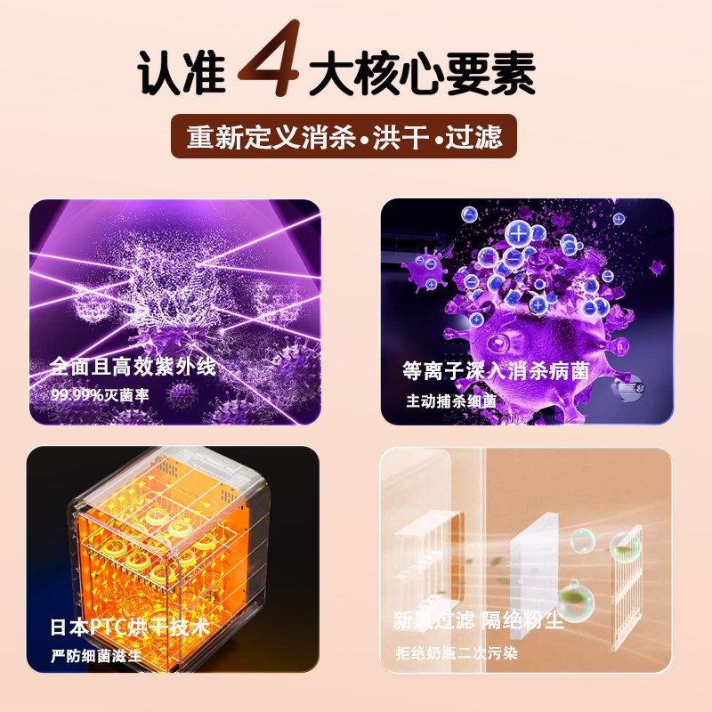 消毒柜婴儿带烘干宝宝专用紫外线杀菌奶瓶消毒器二合一体机家用