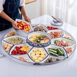 拼盘餐具MOC夜组合陶瓷碗碟菜盘圆桌盘子家用团饭年圆 网红州套装