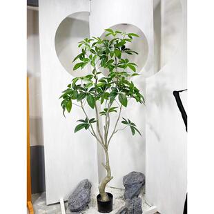 饰诧寂风轻奢花树仿202404 仿绿植植盆栽大叶伞真客厅沙发旁假物装
