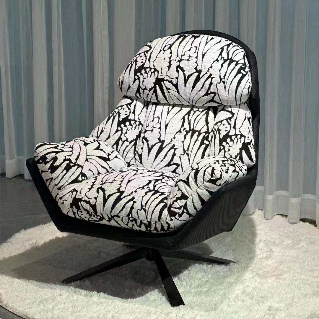 轻奢意式极简旋转单人沙发椅客厅办公室懒人休闲靠背椅书房沙发椅