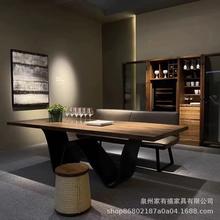 北欧轻奢实木办公桌原木大板桌简约设计师长桌创意会议桌家用餐桌