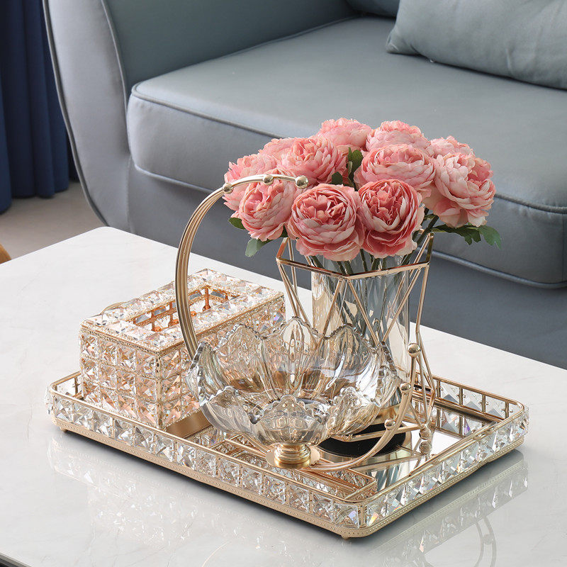 欧式水晶纸巾盒创意简约客厅茶几餐桌轻奢收纳抽纸盒装饰托盘套装,家居饰品,装饰纸巾盒,淘宝优惠券,粉丝福利购,淘宝优惠卷