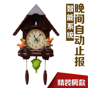 布谷鸟挂钟客厅报时咕咕钟闹钟儿童房装饰时钟个性创意静音石英钟