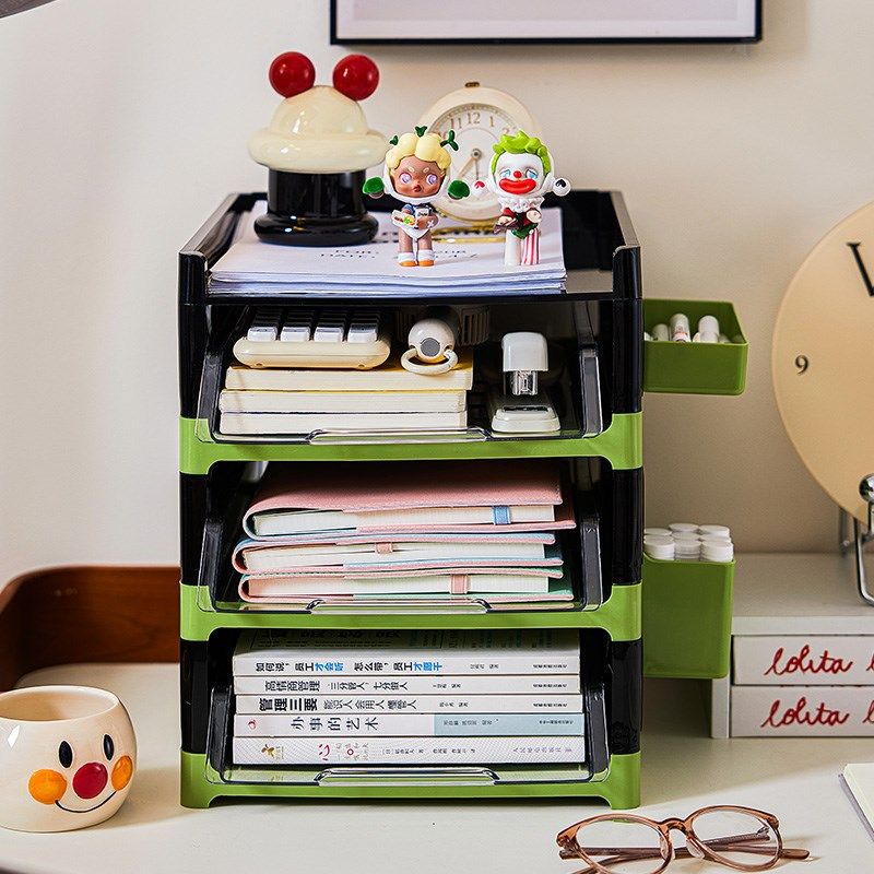 多巴胺书桌置物架文件架书本A4纸学习整理盒学生书架透明桌面,收纳整理,绘本/图书收纳袋,淘宝优惠券,粉丝福利购,淘宝优惠卷
