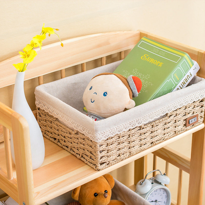 桌面收纳篮藤编储物箱布艺零食玩具收纳筐家用卧室杂物盒草编篮子,收纳整理,其他收纳篮,淘宝优惠券,粉丝福利购,淘宝优惠卷