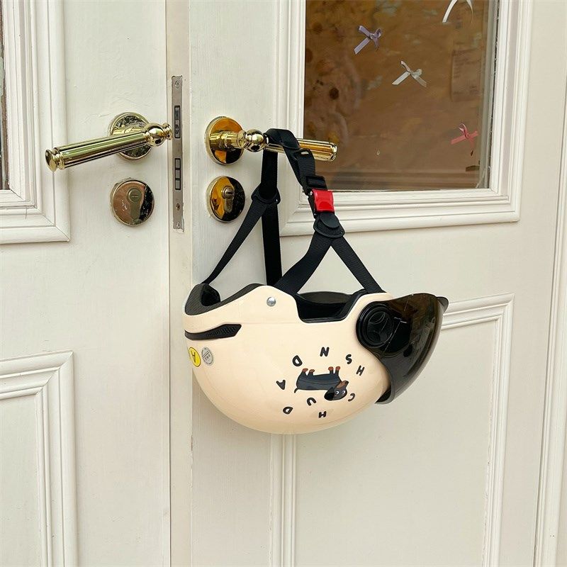 小黑狗新国标3C电动车头盔可爱卡通安全帽女款透气防晒摩托车帽潮