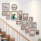 实木楼梯照片墙装 饰创意相框挂墙组合墙上免打孔墙面网红相簿相片