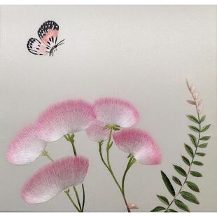 苏州苏绣初学者DIY套件，蝴蝶花，手绣自学装饰画材料包