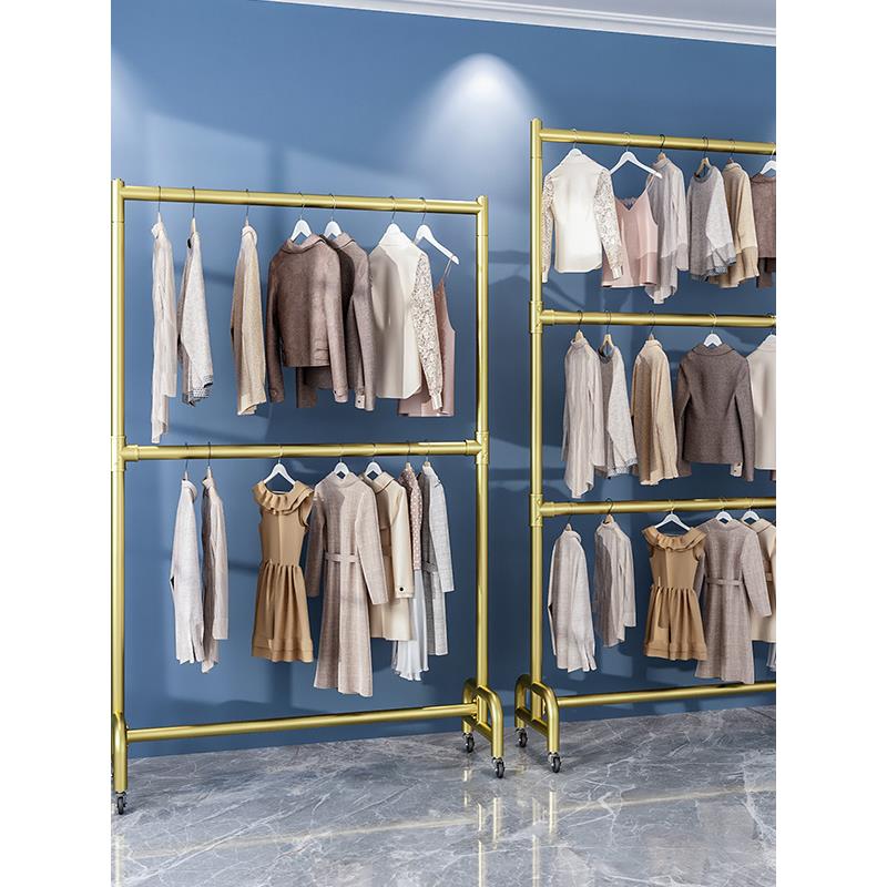 可升降晾衣架置地双杆多层衣帽架阳台折叠双层落地凉衣服架子带轮