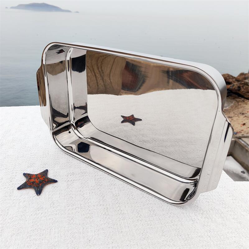 小怪兽18-10不锈钢平底煎盘海鲜干锅电磁炉火锅盆水煮鱼盆长方盘