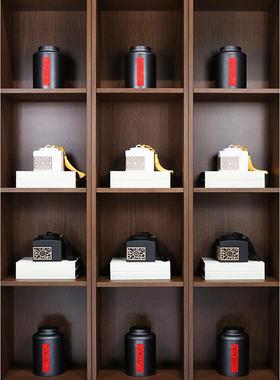 茶室装饰摆件新中式禅意茶叶罐摆设高档样板间茶柜博古架软装饰品