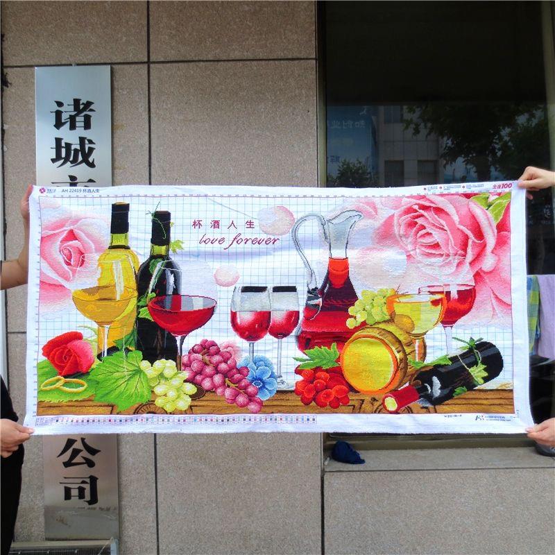 爱络22419纯手工十字绣成品杯酒人生水果新款餐厅挂画秀好的出售