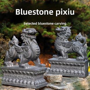石雕青石貔貅摆件一对门口酒店门墩招财皮丘镇宅独角大型石头神兽