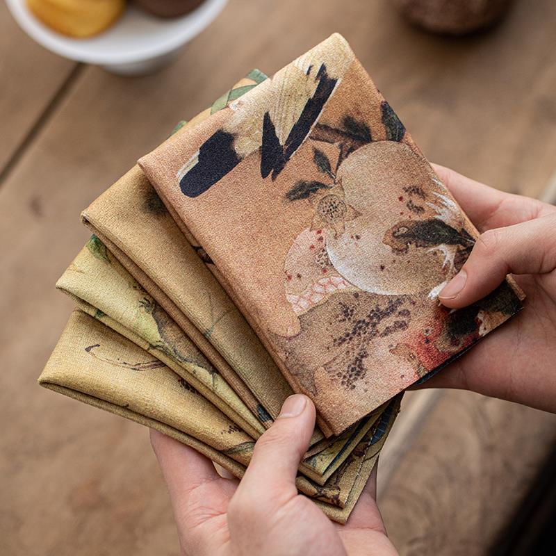 丝绒吸水茶巾中国风复古茶艺茶布茶垫养壶巾茶桌毛巾抹布茶道配件