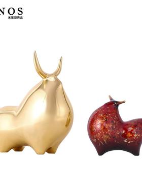 欧式中国风玄关电视柜萌牛艺术摆件现代简约新中式抽象牛软装饰品