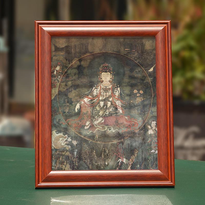 法海寺水月自在观音实木相框摆件水月观音菩萨供奉佛像挂画唐卡图