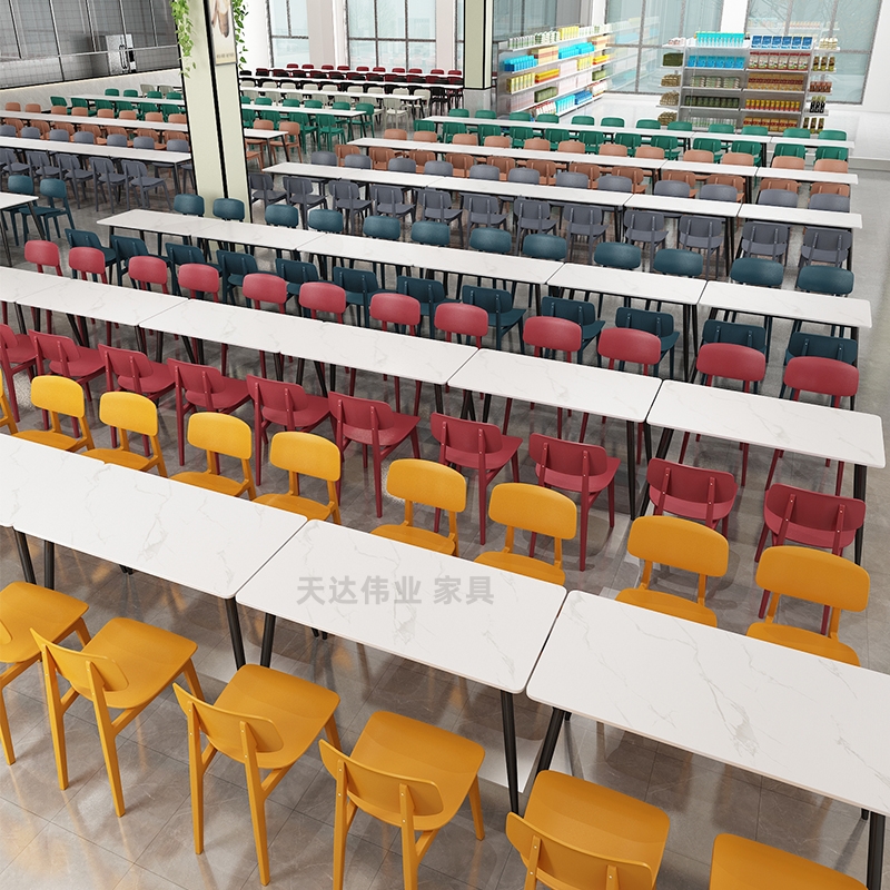 小吃店面馆美食城服务区自助饭厅商用学校食堂岩板U快餐店餐饮桌