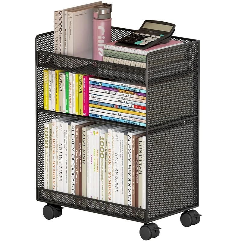 桌下置物架d书桌旁小书架可移动带轮落地办公桌边推车书本收纳书
