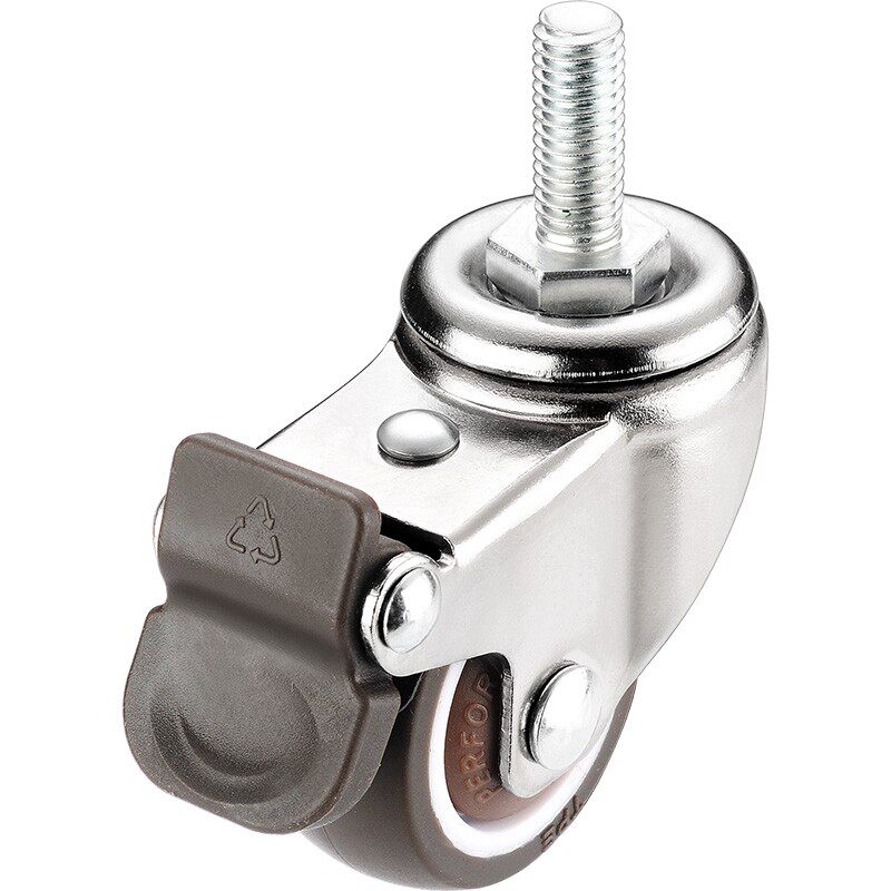 静音万向轮M6M8M10丝杆滚轮带刹车1寸螺丝滑轮转向轮脚轮万向轮子