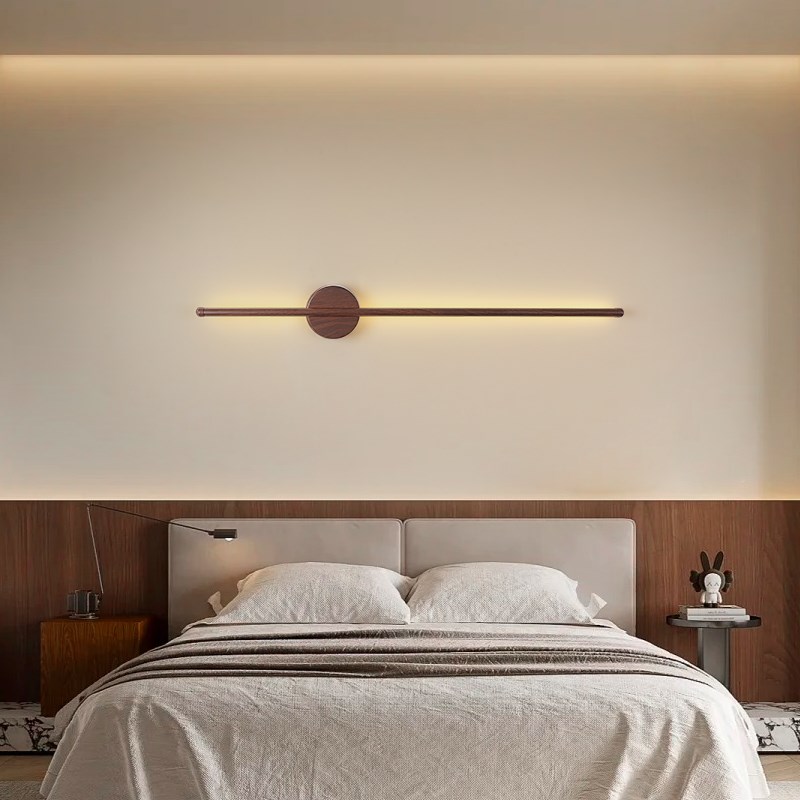 覆古风卧室床头壁灯免安装磁吸充电客厅格栅极简T背景墙氛围长条