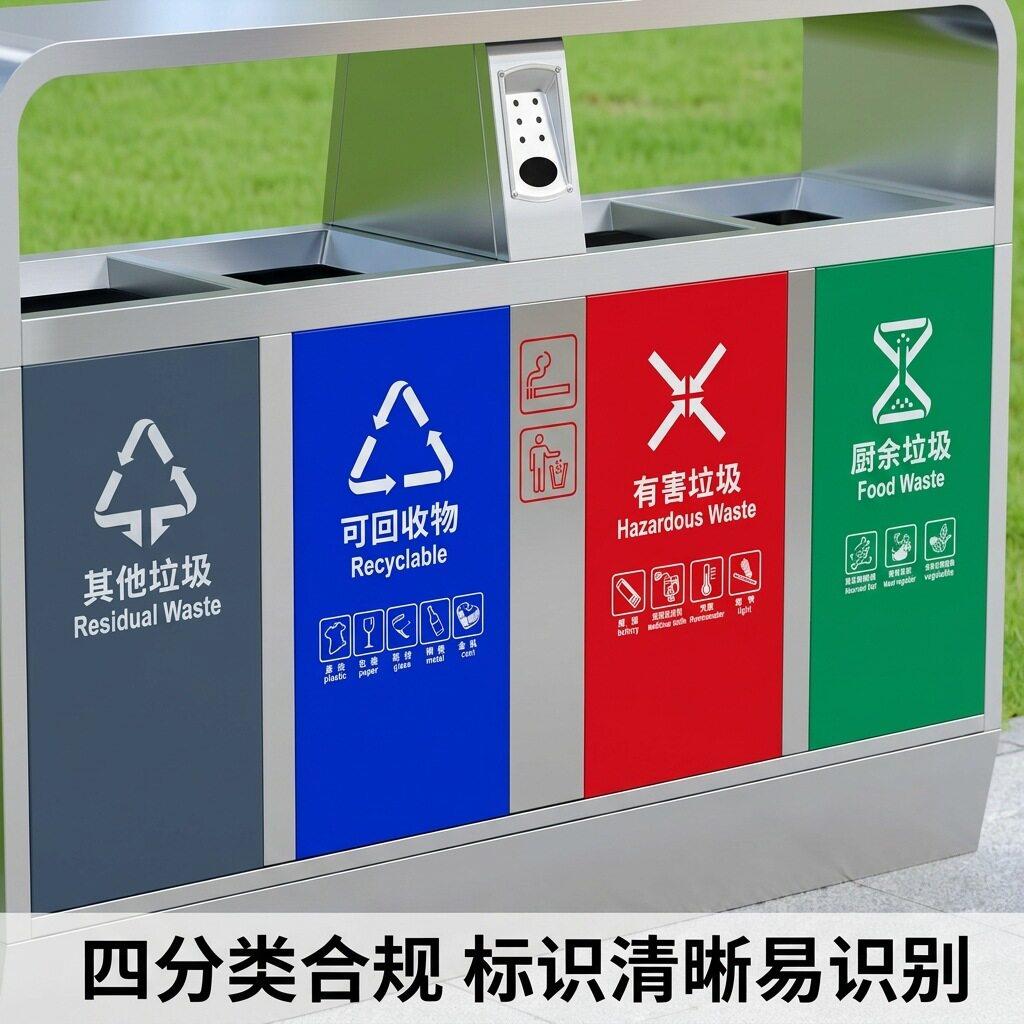 学多分类不锈钢环保垃桶厚688加耐用校街道公园景区圾小区广场分