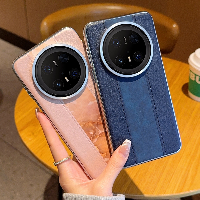 津齐适用华为Mate70手机壳金属框大孔新款高级电镀mate70pro+时尚拼接色奢华皮质拼色全包防超薄简约轻奢