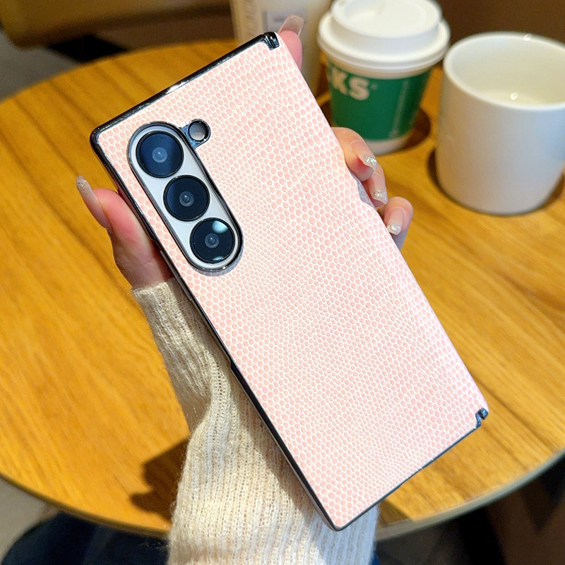 津齐适用于三星Galaxyzfold6折叠手机简约商务Galaxyzfold4个性创意电镀包ZFlip5中轴蜥蜴纹壳男女款保护套潮