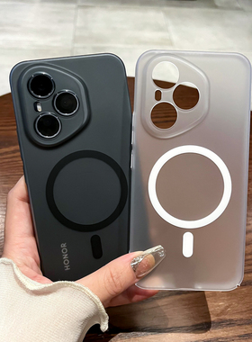 适用荣耀400手机壳400pro冰雾磁吸硬壳Honor300半透明ultra全包防摔保护套200精孔100防指纹pro高级感男女款