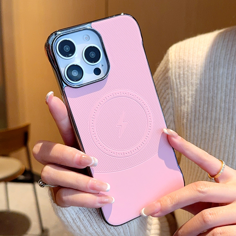 津齐适用于iPhone苹果16promax手机壳iPhone15plus磁吸14pro电镀超薄无边框高级感防摔皮革男女高级感保护套