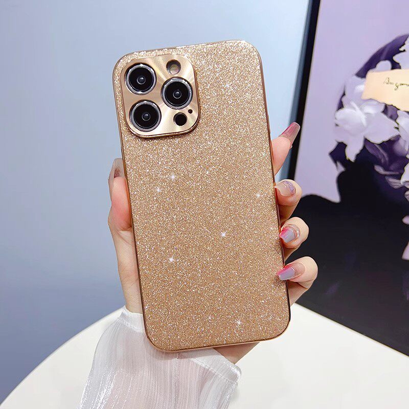 适用苹果16promax 奢华闪粉手机壳15promax新款女iphone14promax手机套电镀金边高级感15pro爆款13全包12高端