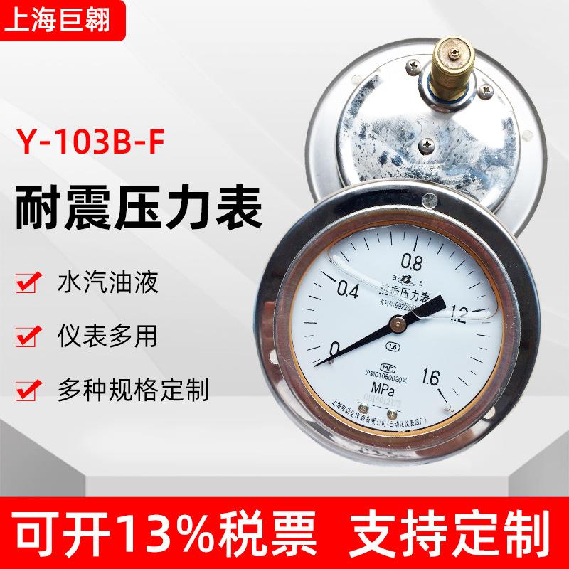 上海自动化仪表Y-103B-F耐震压力表0-25mpa不锈钢水压油液压力表