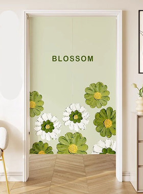 清新高颜值门帘隔断帘免打孔家用遮挡门帘半帘卧室卫生间厨房门帘