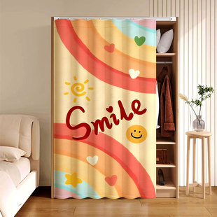 柜子遮挡帘衣柜遮尘门帘免打孔滑轨拉帘鞋架防尘布帘书柜杂物柜帘