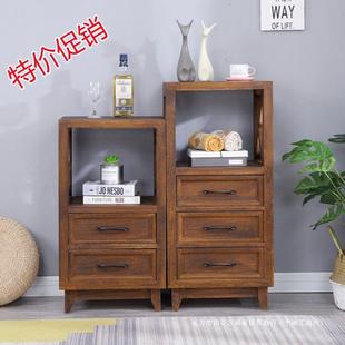 美式 饰储物柜 乡村实木客厅收纳柜边柜复古抽屉式 小柜子做旧斗柜装