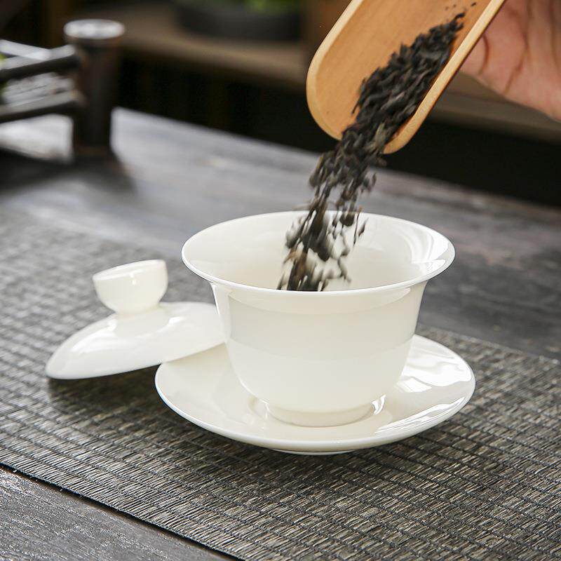 晟翔陶瓷家用茶具茶杯复古茶具套装蛋杯合文11头简约羊脂玉白瓷