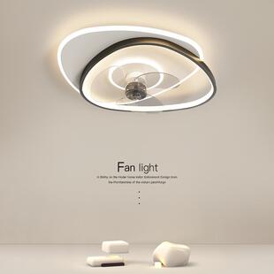 主卧室灯360度摇头风扇灯2025年新款儿童房间静音一体电扇吸顶灯
