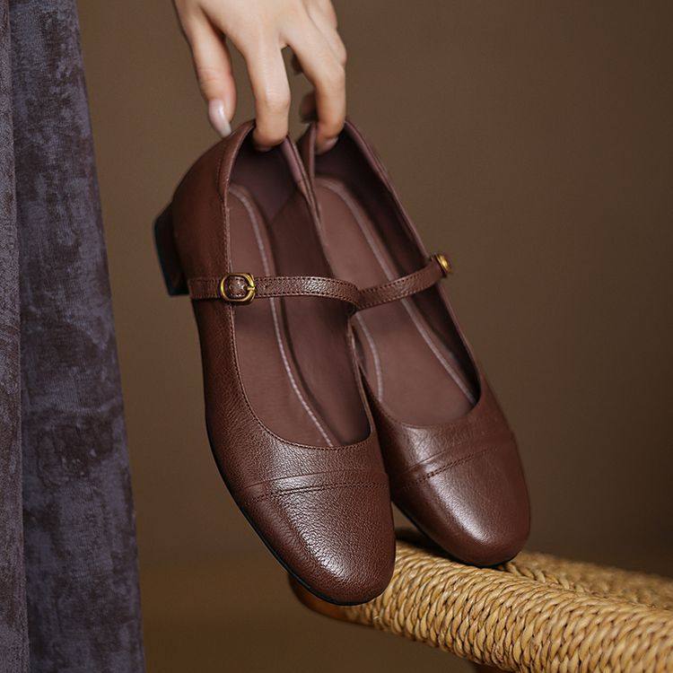 法式复古一字扣带玛丽珍鞋女2025新款春季配裙子真皮低跟粗跟单鞋,户外/登山/野营/旅行用品,登山鞋/徒步鞋,淘宝优惠券,粉丝福利购,淘宝优惠卷