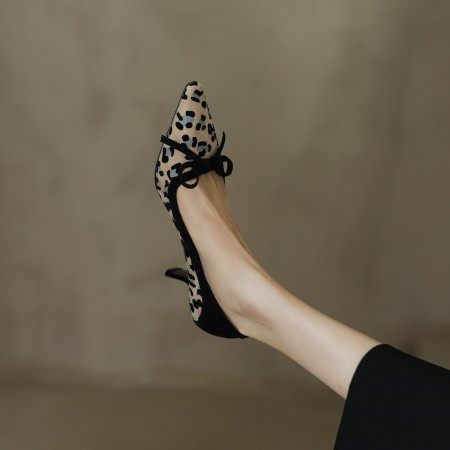 程芙春季新款真皮细跟单鞋女百搭设计感御姐范豹纹气质淑女高跟鞋,户外/登山/野营/旅行用品,登山鞋/徒步鞋,淘宝优惠券,粉丝福利购,淘宝优惠卷